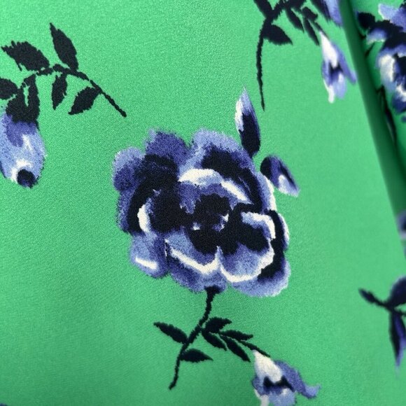 Counterparts Green Floral Blouse Sz XL Tie Front Flutter Sleeves Round Neck Top - Picture 9 of 9